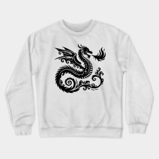 Mystical Black Dragon Tribal Art Fantasy Crewneck Sweatshirt